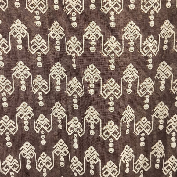 VINTAGE 70s 80s Elegant Everyday Brown Patterned Dress - Picture 4 of 12